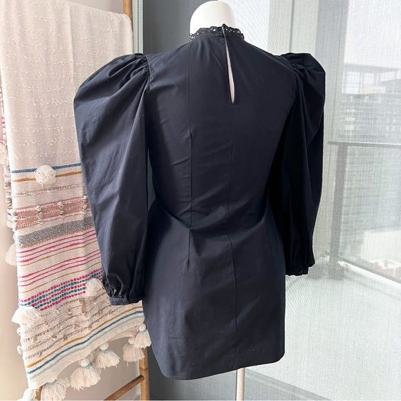 Zara Black Long Poplin Puff Sleeves Mini Dress Women’s Size XL Bloggers Favorite - Picture 4 of 12